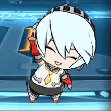 a cartoon drawing of a girl with white hair