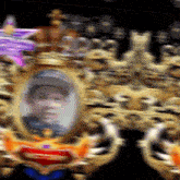 a blurry picture of a man in a hat with the word superman in the corner