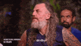 a man with long hair and a beard is wearing a givova shirt .