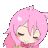 a pixel art drawing of a girl with pink hair and ears .