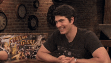 a man sits in front of a fortune and glory game