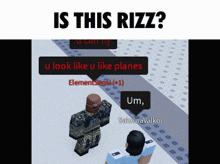 a soldier in a video game is talking to a man in a blue shirt .