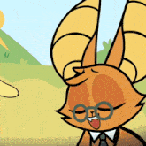 a cartoon character wearing glasses and a bow tie