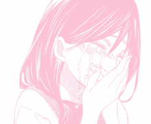 crying cry anime pink girl