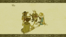 a drawing of a group of people with the words happy han where have you buried all your children