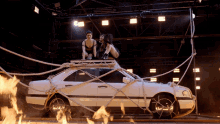 Car Tied Up GIF - Car Tied Up On Top Of The Car GIFs