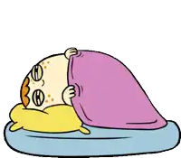 a cartoon of a person laying on a bed under a blanket