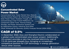 an advertisement for concentrated solar power market with a picture of a solar tower