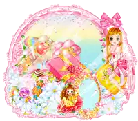 a girl in a pink dress is sitting in front of a mirror surrounded by flowers and balloons