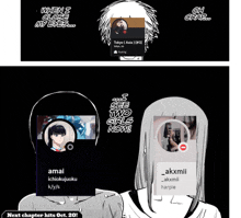 a cartoon shows a man and a woman looking at their social media profiles and says " next chapter hits oct. 20 "