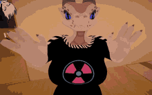 a computer generated image of a dragon wearing a shirt with a nuclear symbol on it