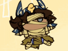 a drawing of a person with a bandage on their head