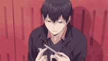 haikyuu anime tobio kageyama cleaning nail nail piling