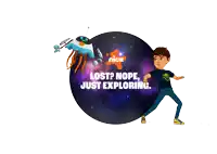 an advertisement for nick shows a boy and a robot in space
