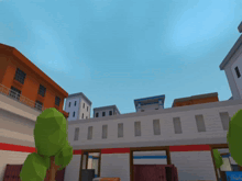 a computer generated image of a city with a few trees