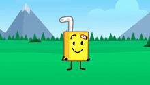 a cartoon drawing of a can of soda with a smiley face and a toothpick sticking out of it 's mouth
