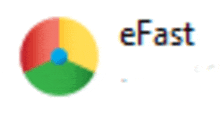 a blurred image of a google chrome icon with the words efast below it