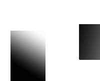 two black squares on a white background , one of which is a gradient .