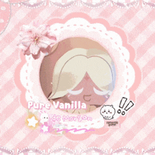 a picture of a girl with the words pure vanilla de morgan on the bottom