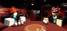 a video game scene with a sign that says lynn 's on it