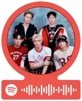 a group of young men are posing for a picture with a spotify icon behind them