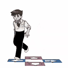 a pixel art drawing of a man dancing on a dance floor .