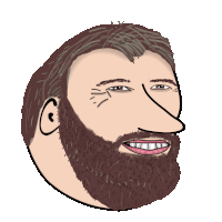 a cartoon drawing of a man with a beard and big nose