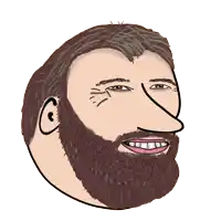 a cartoon drawing of a man with a beard and big nose