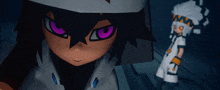 a cartoon character with a white hat is standing next to a cartoon character with black hair