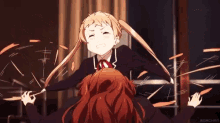 two anime girls are fighting each other with tokyo mx written on the bottom