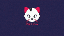 a picture of a cat with the words pis linux written below it