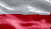 a close up of a red white and gray flag waving in the wind