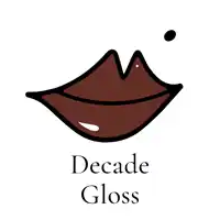a drawing of a woman 's lips and the words decade gloss