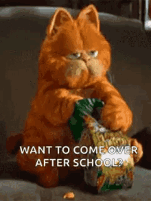 garfield eating want to come over after school