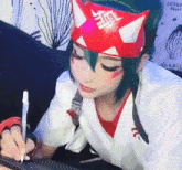 Pen Drawing Ninja Cosplay GIF - Pen Drawing Ninja Cosplay Cute Girl GIFs