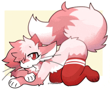 a drawing of a pink and white cat with the name pinkpopminz