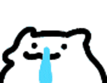 a black and white drawing of a cat with a mustache and a tear coming out of its nose .