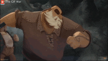 a cartoon drawing of a man holding a sword with the words the gif war on the bottom