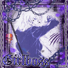 a picture of a girl with a skull and the word girlboss