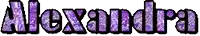 the name alexandra is written in purple and black letters