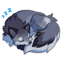 a cartoon drawing of a wolf sleeping with the word zzz below it