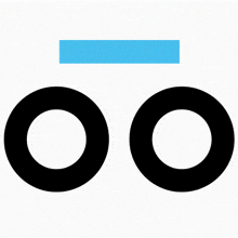a pair of black circles with a blue line above them