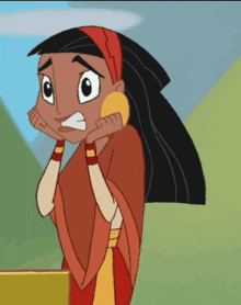 a cartoon of a girl talking on a phone