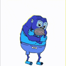 a cartoon of a monkey hugging another monkey with a sad face .