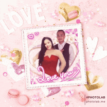 a valentine 's day card with a picture of a man and woman and the words " love you "