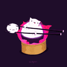 Rice Cat GIF - Rice Cat Chopsticks GIFs