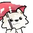 a cartoon dog is holding a red umbrella in its paws .