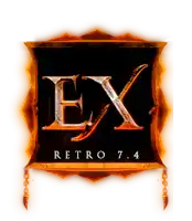 a sign that says ex retro 7.4 in gold letters