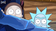 a cartoon of rick and morty with the letters a and s on the bottom