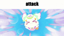 a cartoon drawing of a cat with the word attack above it
